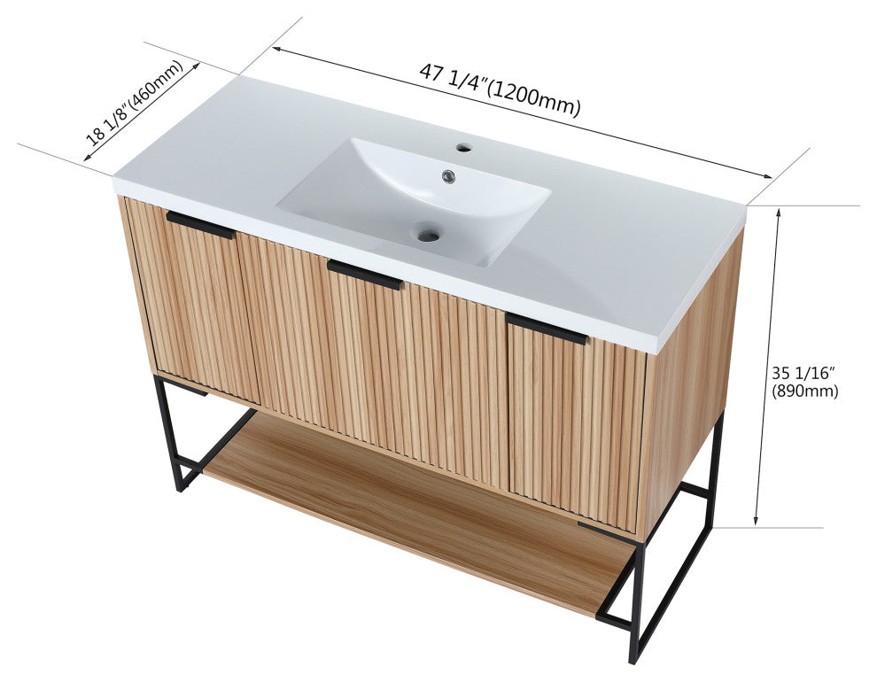 48 inch Maple Plywood Freestanding Bathroom Vanity Set with Doors and Drawer
