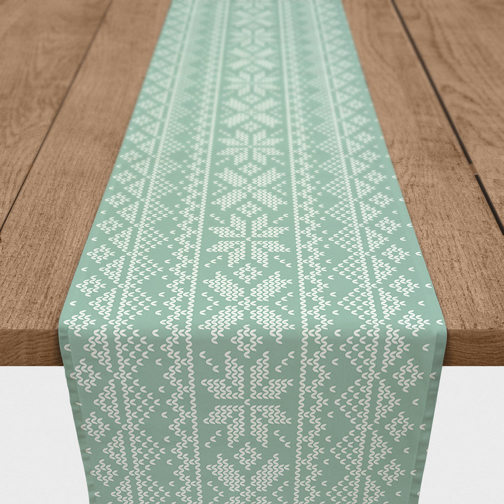 Knit Snowflake Pattern Table Runner, 16"x90"