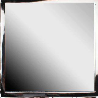 Benzara BM206715 Modern Style Metal Openwork Square Framed Mirror, Silver