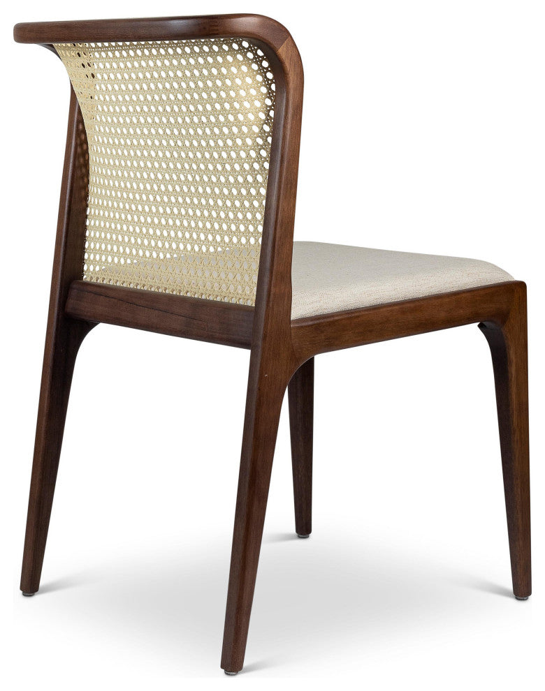 Modern Brazilian, Eloa, Cane Side Chair, Nogal/Natural/Medley Ivory