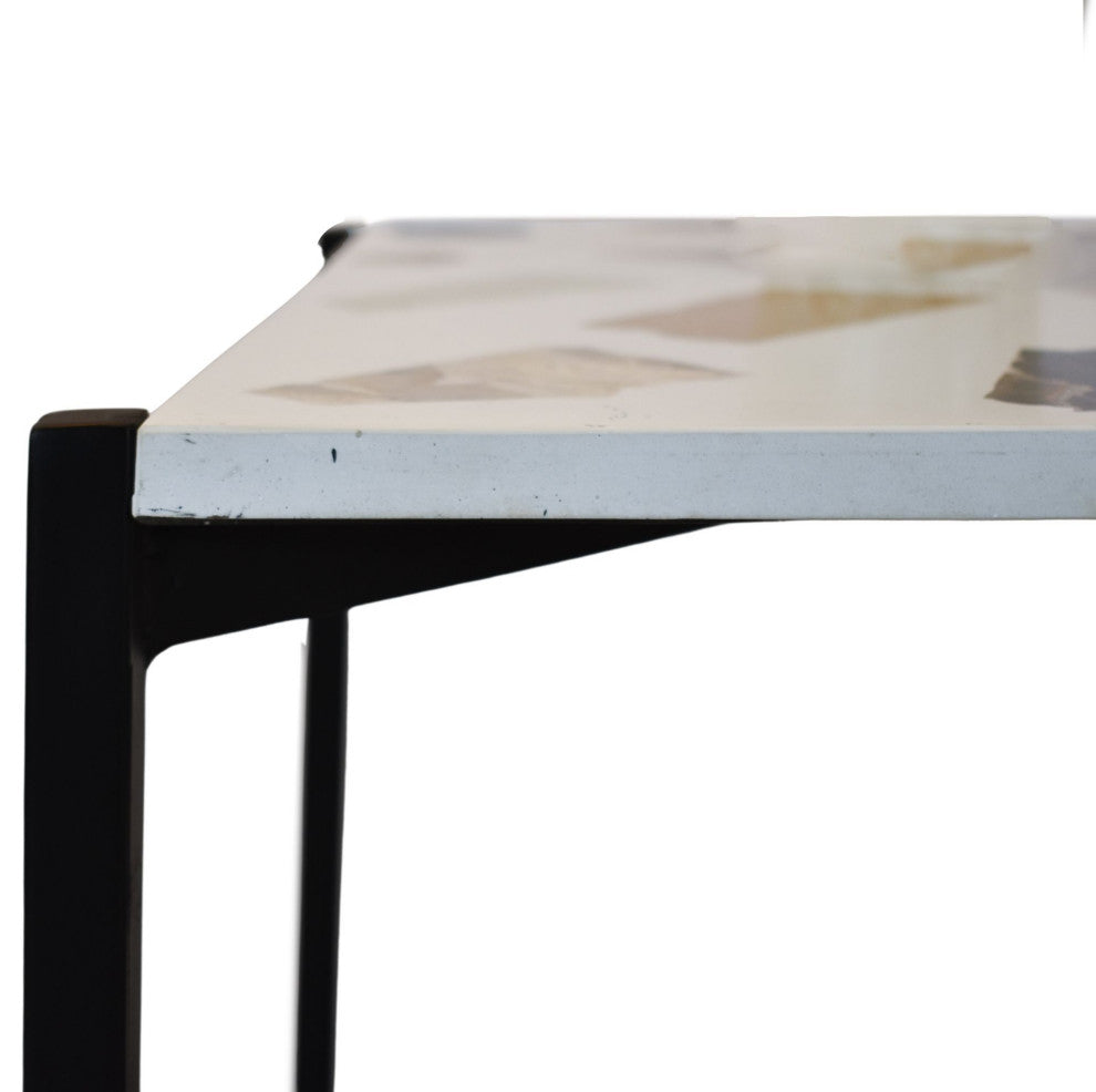 Terrazzo Side Table, White/Black
