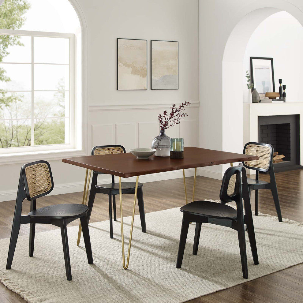 Henley 60" Live Edge Acacia Wood Dining Table, Gold Walnut