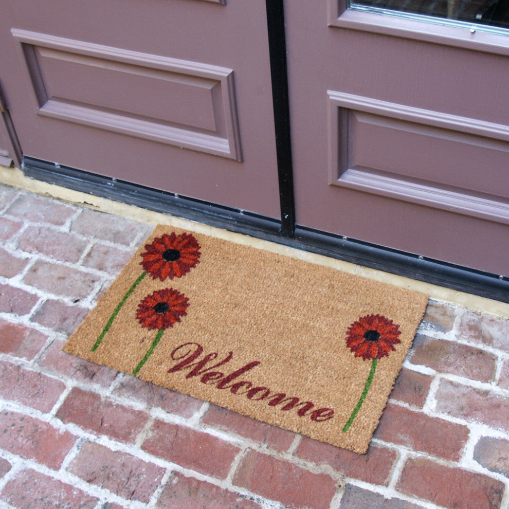 Rubber-Cal "Field of Red Daisies" A Welcome Flower Mat 15mm X 18" X 30"