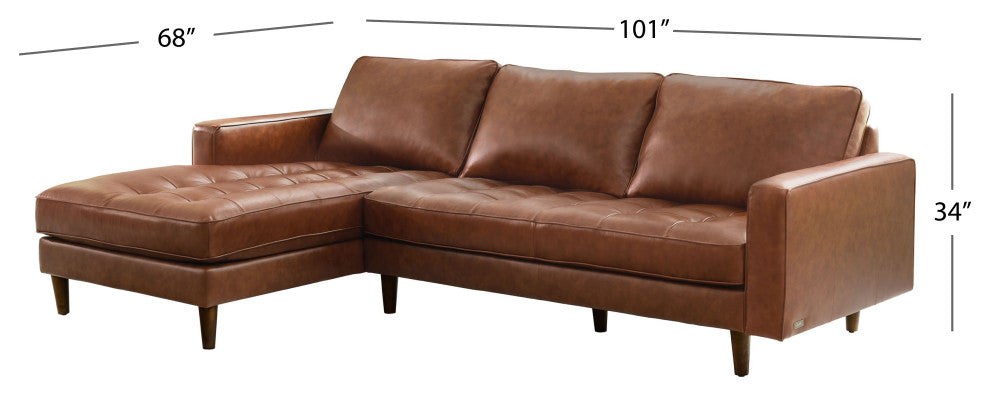 Hammond Mid-Century Camel Leather Sectional