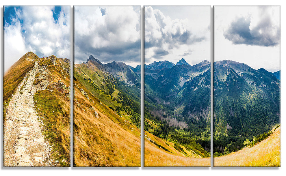 "Low Tatras Hike Panorama" Landscape Wall Art Canvas Print, 4 Panels, 48"x28"