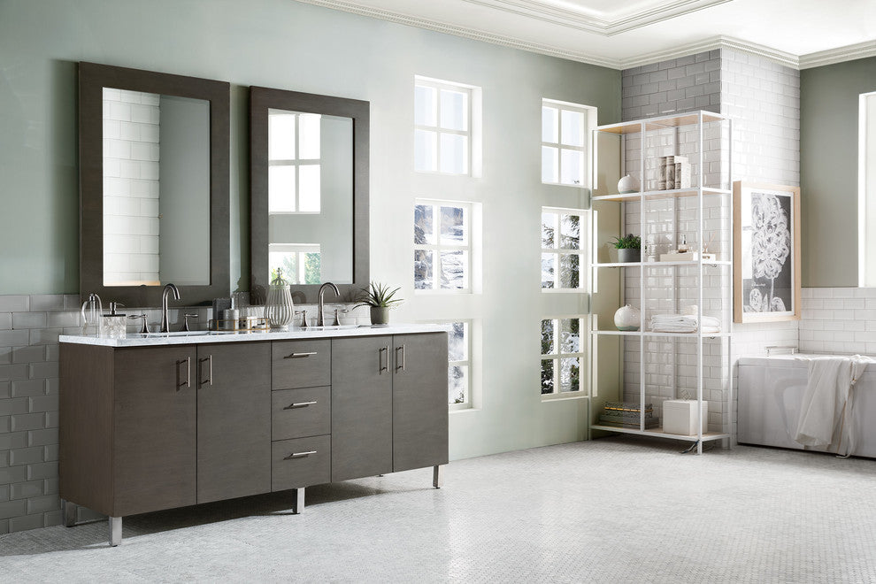 Metropolitan 72" Double Vanity, Silver Oak, No Top, Without Top