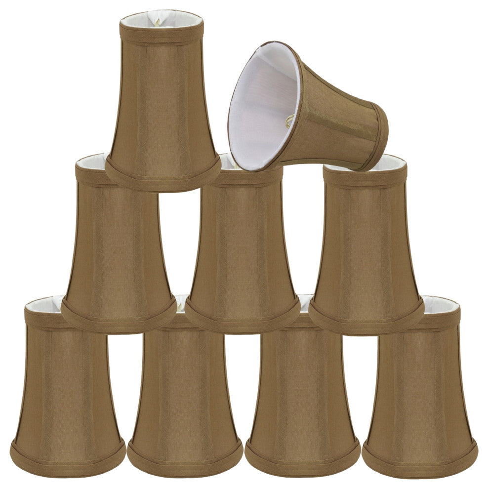 30247-9 Small Bell  Chandelier Clip On Lamp Shade Light Brown 2 1/2"x4"x5"