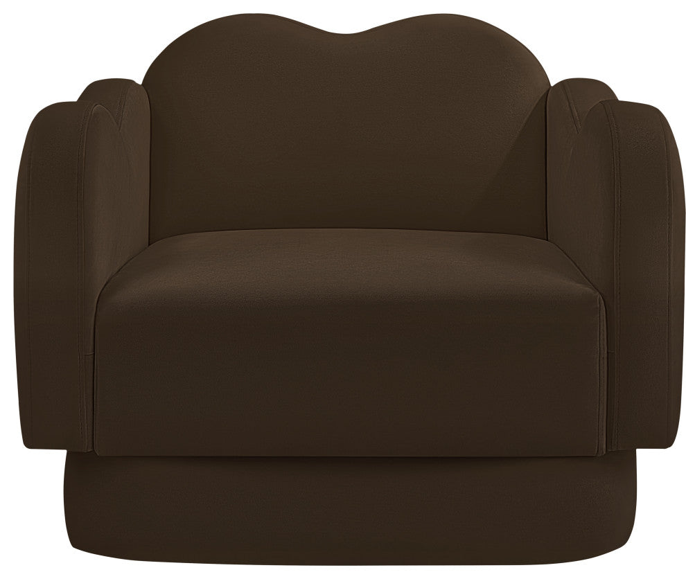 Bloom Upholstered Chair, Brown, Velvet