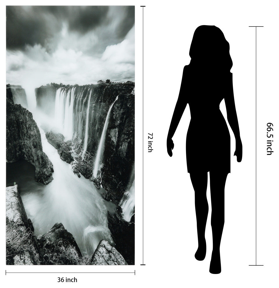 The Falls Wall Art Frameless Free Floating Tempered Art Glass 72"x36"