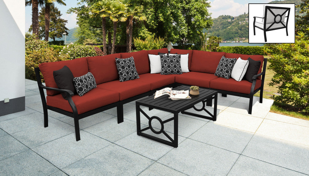 kathy ireland Madison Ave. 7 Piece Aluminum Patio Furniture Set 07b, Cinnamon