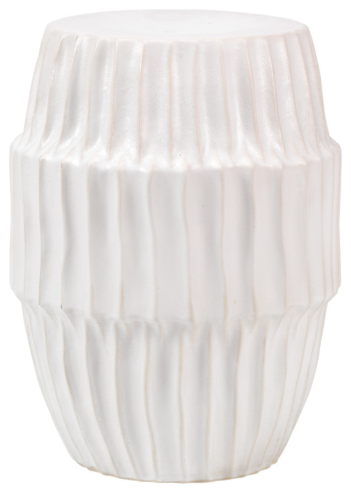 Modern Organic Shape Matte White Ripple Side Table Coastal Modern Drum Accent