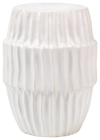 Modern Organic Shape Matte White Ripple Side Table Coastal Modern Drum Accent