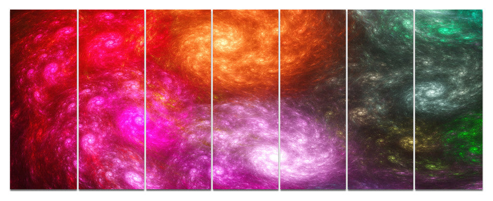 Multi Color Rotating Galaxies, Abstract Wall Art Canvas, 83"x32", 7 Panels