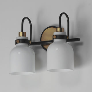 Maxim 12332 Milk 2 Light 14"W Vanity Light - Satin Brass