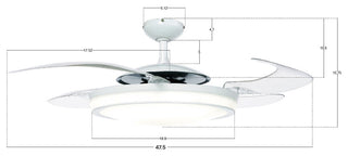 Fanaway Evo2 Retractable 4-Blade Lighting Ceiling Fan, Brushed White