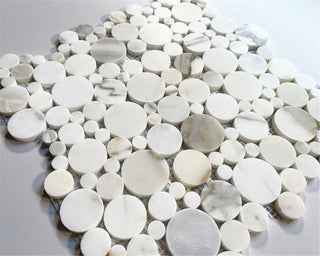 Calacatta Gold Calcutta Marble Bubble Round Paramount Tile Honed, 1 sheet