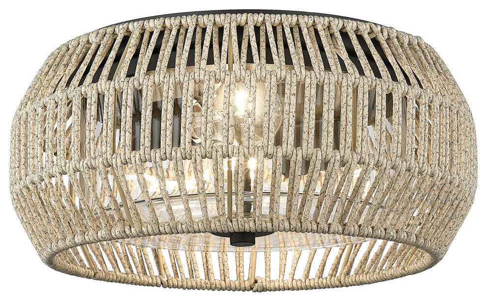 Golden Lighting 6073-OFM Seabrooke 2 Light 14"W Outdoor Flush - Natural Black /