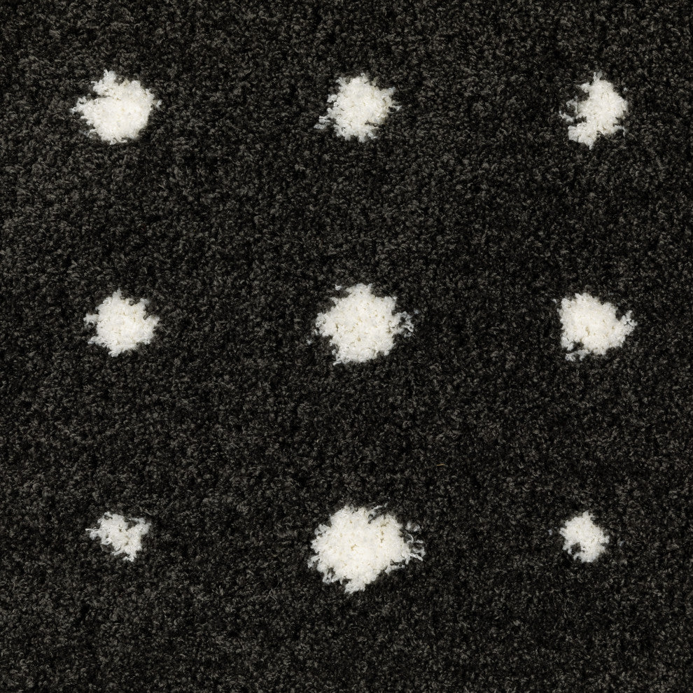 Greer Transitional Geo Dots Black/ Ivory Area Rug, 6'7" x 9'6"
