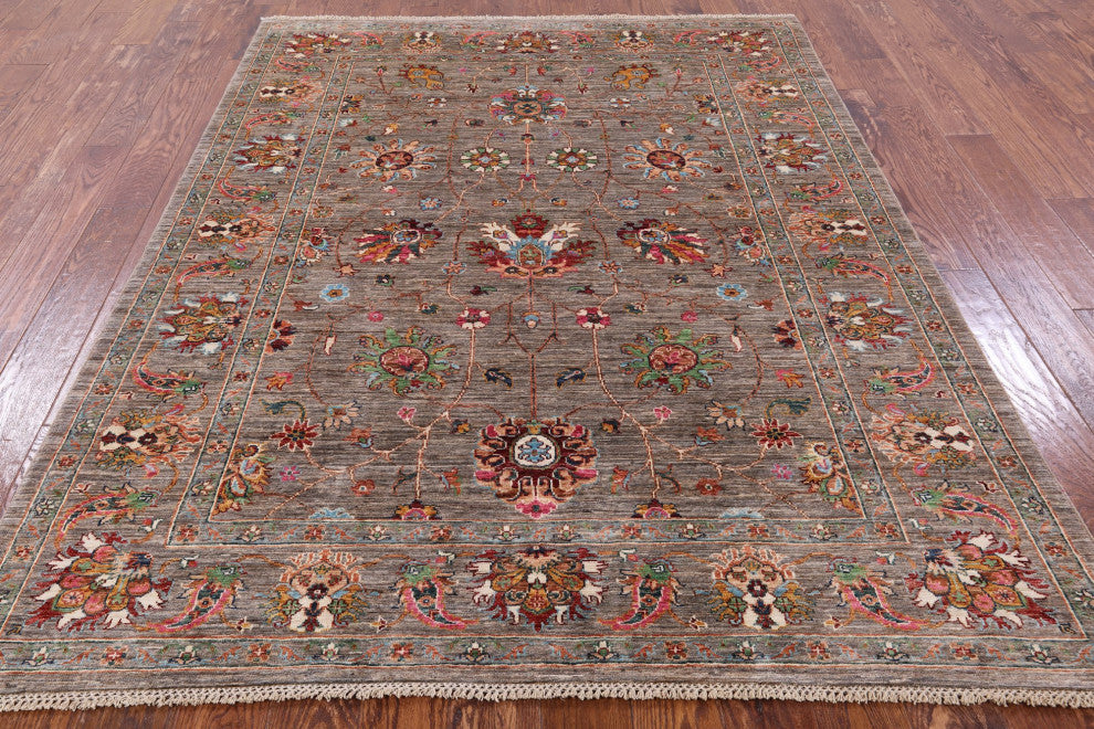 5' 10" X 7' 9" Hand Knotted Persian Tabriz Rug Q7648