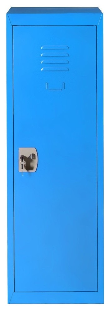 Modern 48" Kid Safe Storage Children Single Tier Metal Locker, Blue