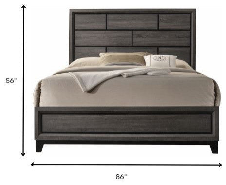Gray Solid Wood Queen Bed Frame