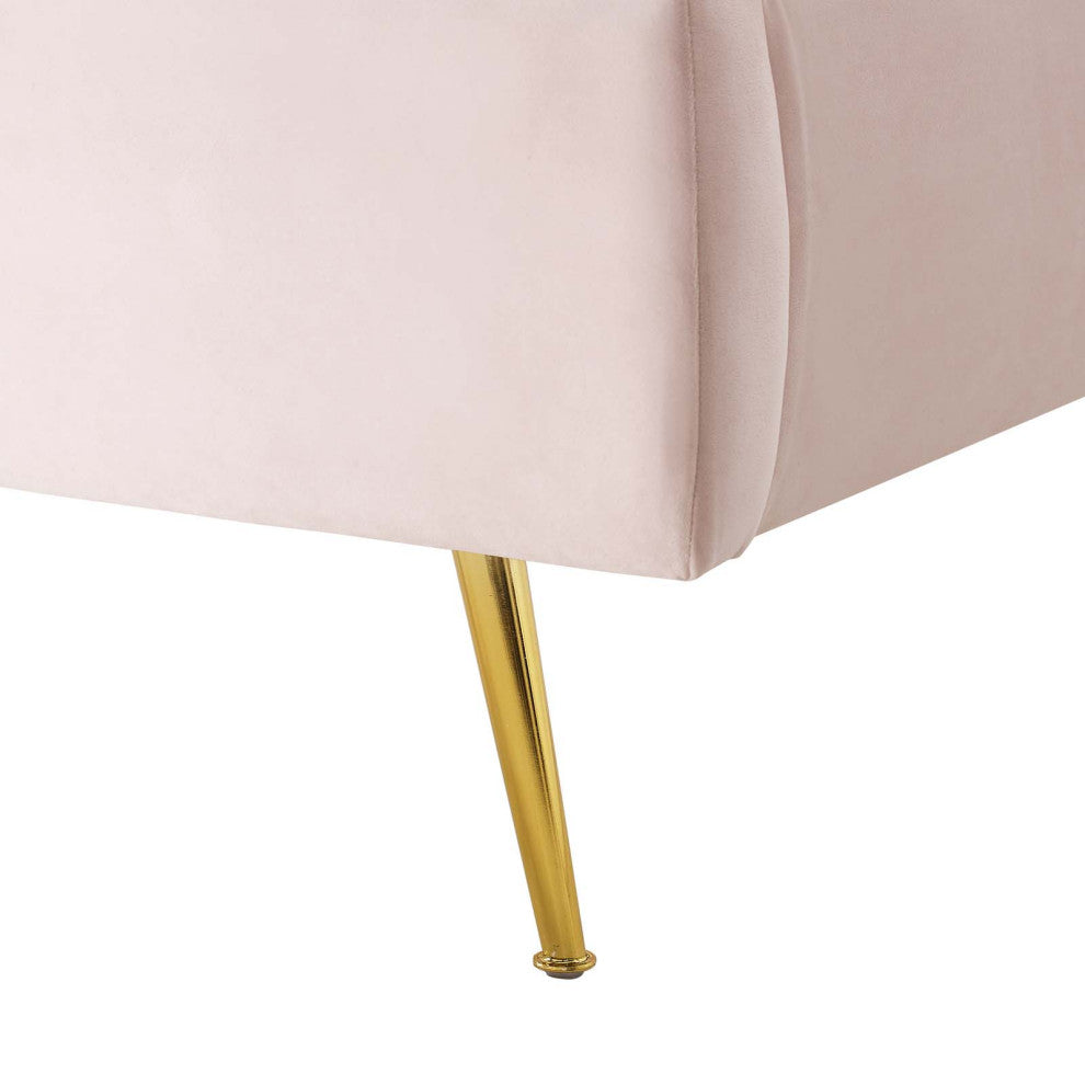 Platform Bed Frame, Queen Size, Velvet, Pink, Modern Contemporary, Bedroom