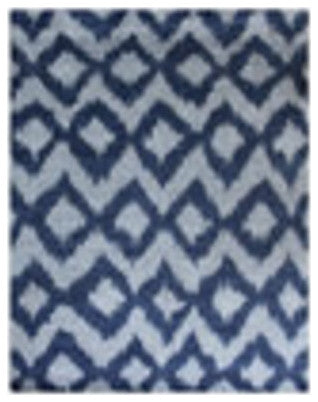 Hand Knotted Wool Area Rug Geometric Light Blue Blue