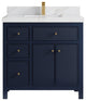 Sonoma 36" Center Sink Bath Vanity in Hale Navy Blue, 2" Calacatta Sienna