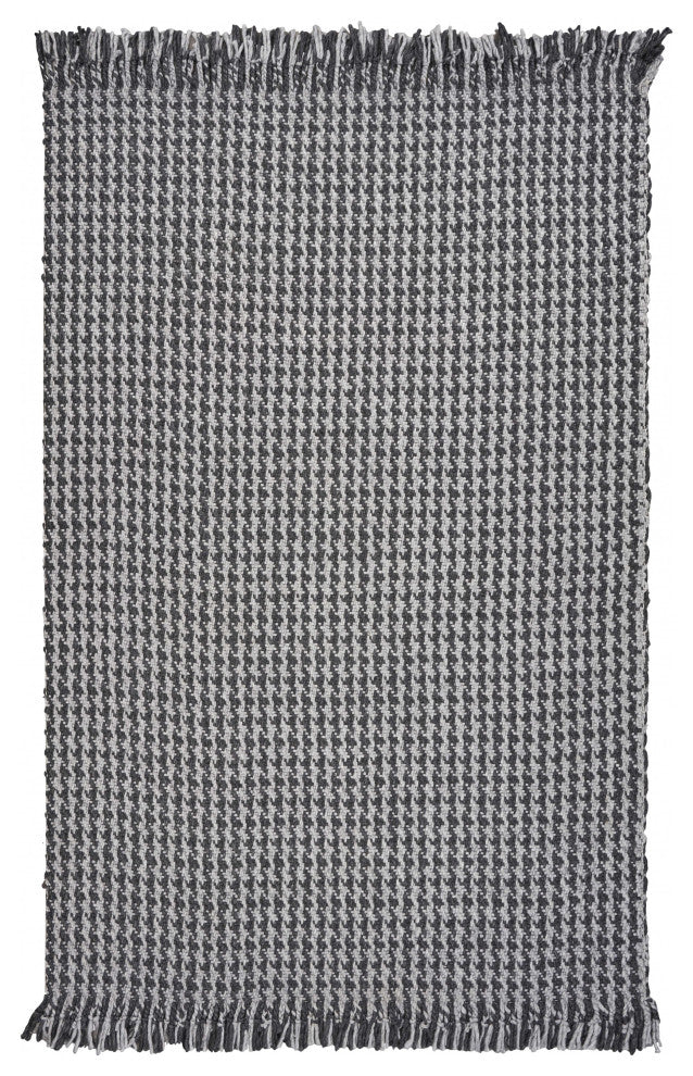 5'X8' Grey Hand Woven Houndstooth Indoor Area Rug