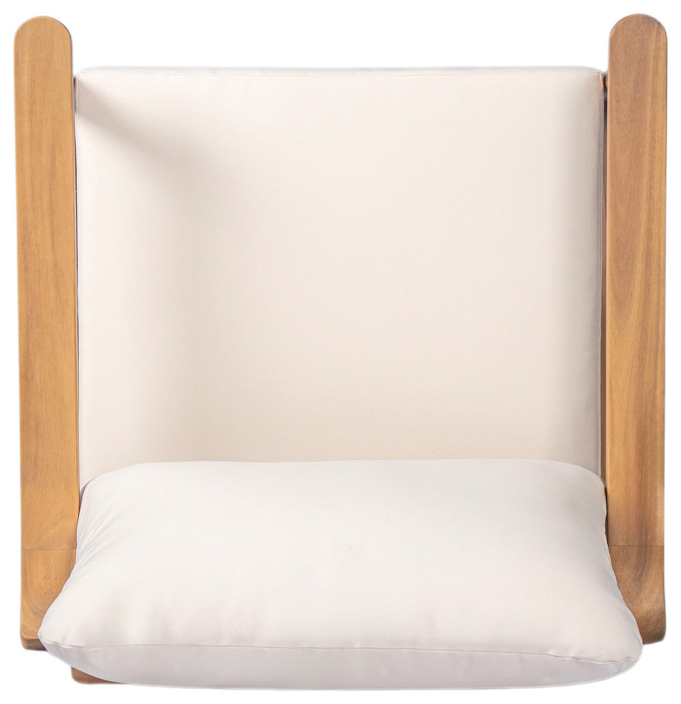 Oskimor Outdoor Mid-Century Lounge Chair With Cushions, Teak/Beige, Set of 2