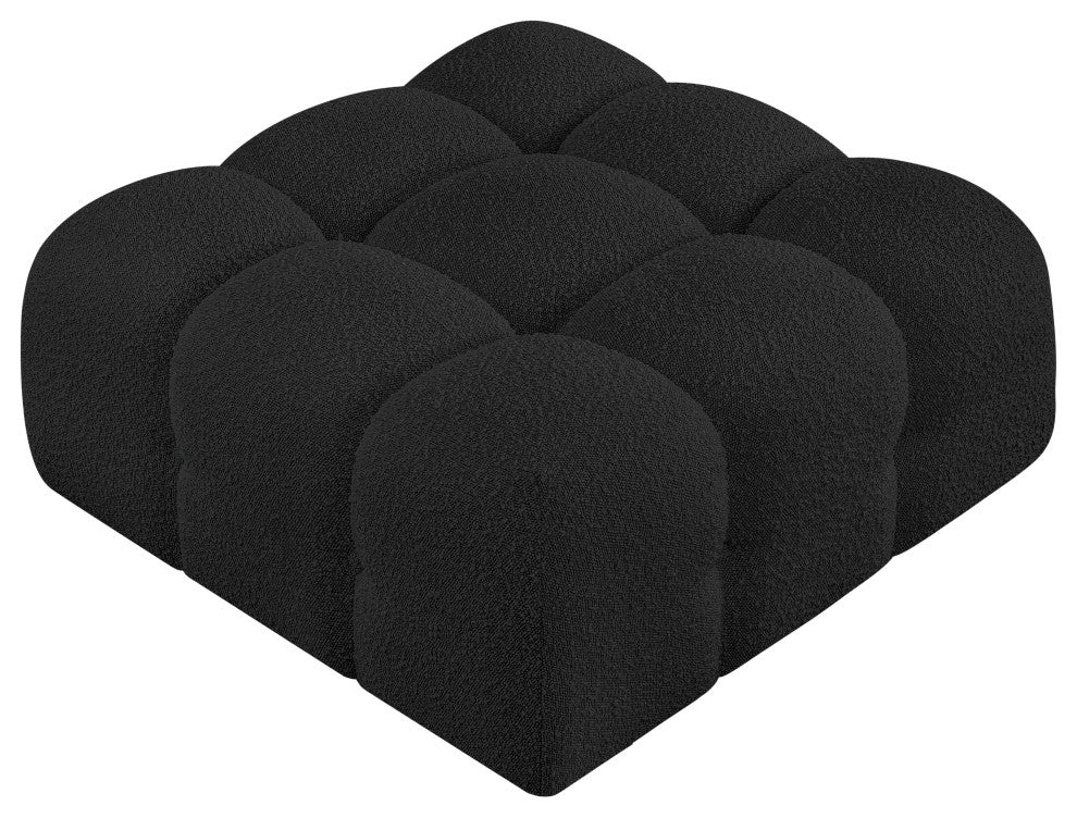 Ames Boucle Fabric Modular Chair, Black, Ottoman