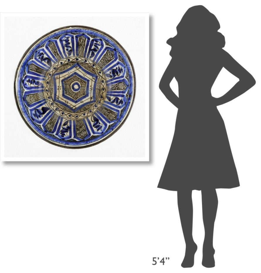 "Blue and Black Painted Bowl" Print 16th Century Persian Artisan, 38"x38"