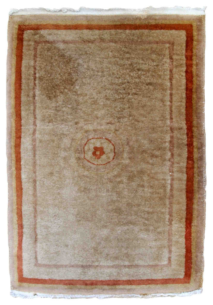 Handmade Vintage Art Deco Chinese Rug, 2.1'x3.2', 64cmx97cm 1970s