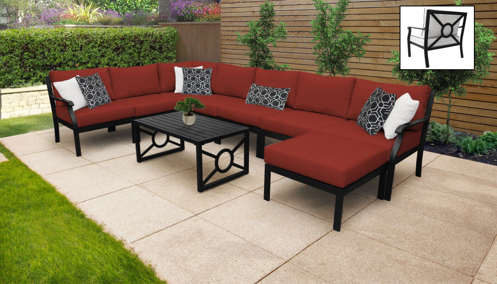 kathy ireland Madison Ave. 9 Piece Aluminum Patio Furniture Set 09d, Cinnamon