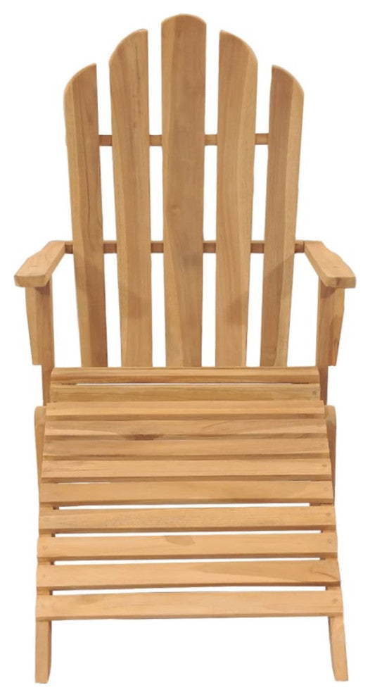 vidaXL Adirondack Chair With Footrest Solid Teak Wood
