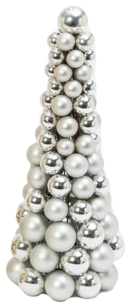 18" Silver Ornament Cone Tree