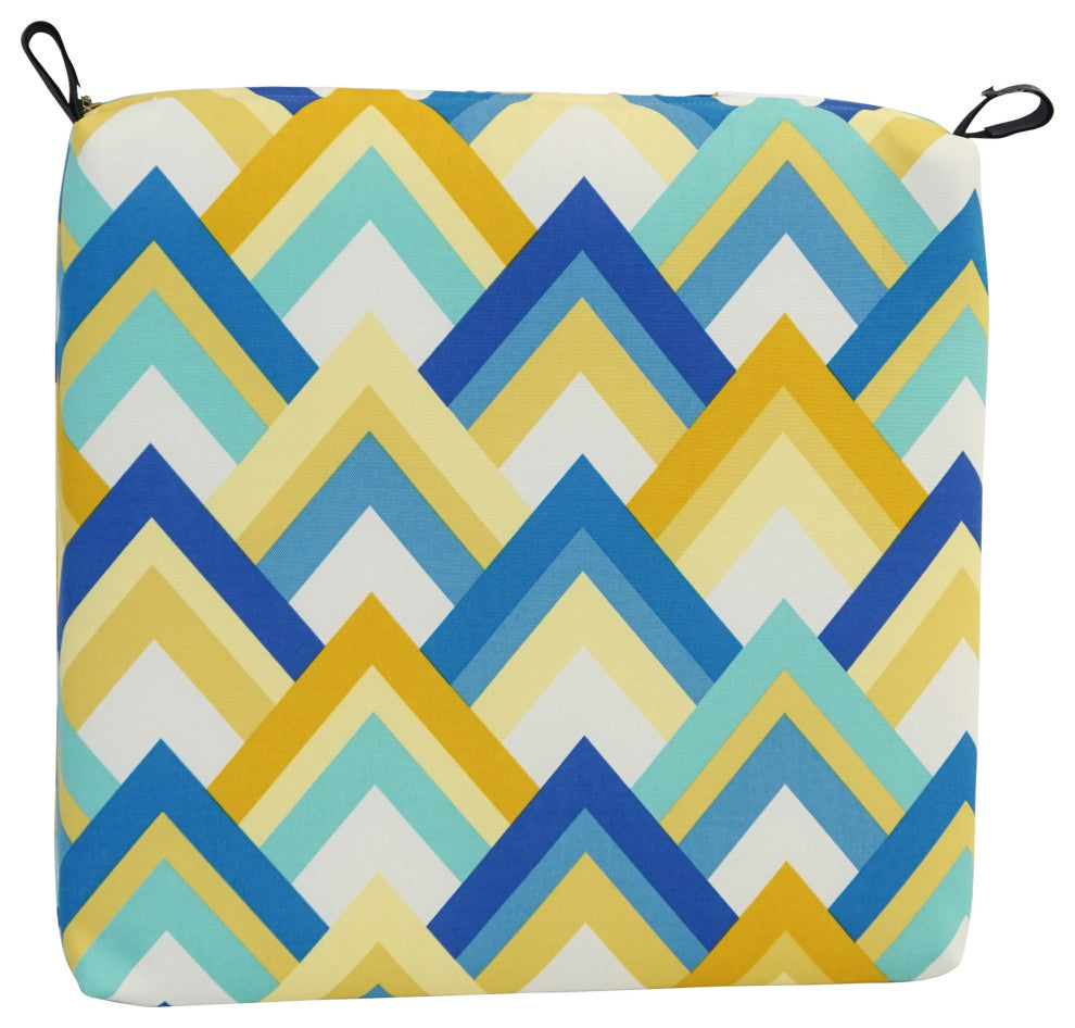 20"X19" Patterned Outdoor Chair Cushions, Set of 2, Resort Cornsilk