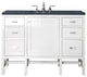 Addison 48" Single Vanity Cabinet, Glossy White, Charcoal Soapstone, Three-Hole