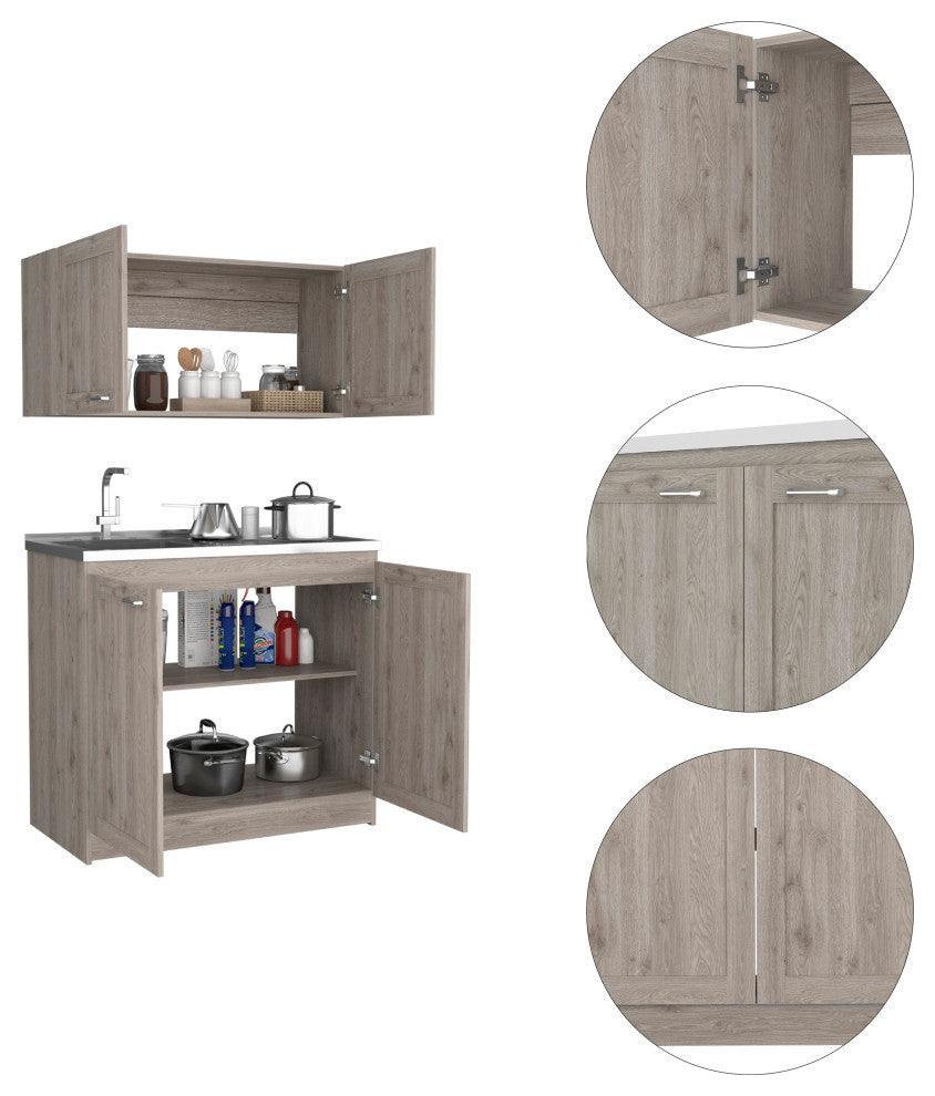 Perseus Cabinet Set, Light Gray