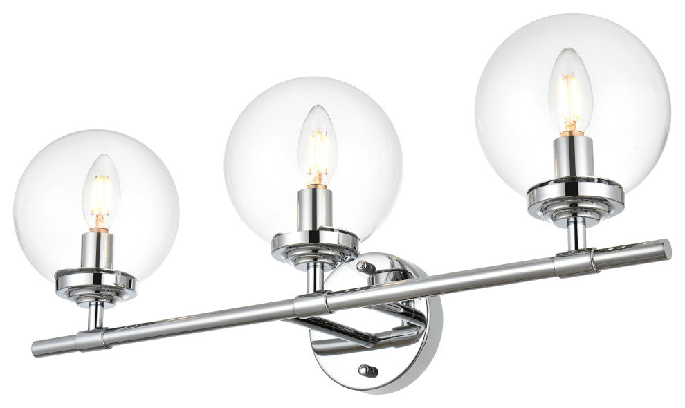 3 Light Chrome And Clear Bath Sconce