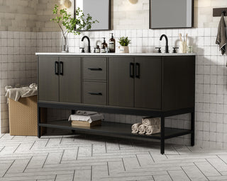 Home Living 60" Double Bathroom Vanity, Mocha Brown