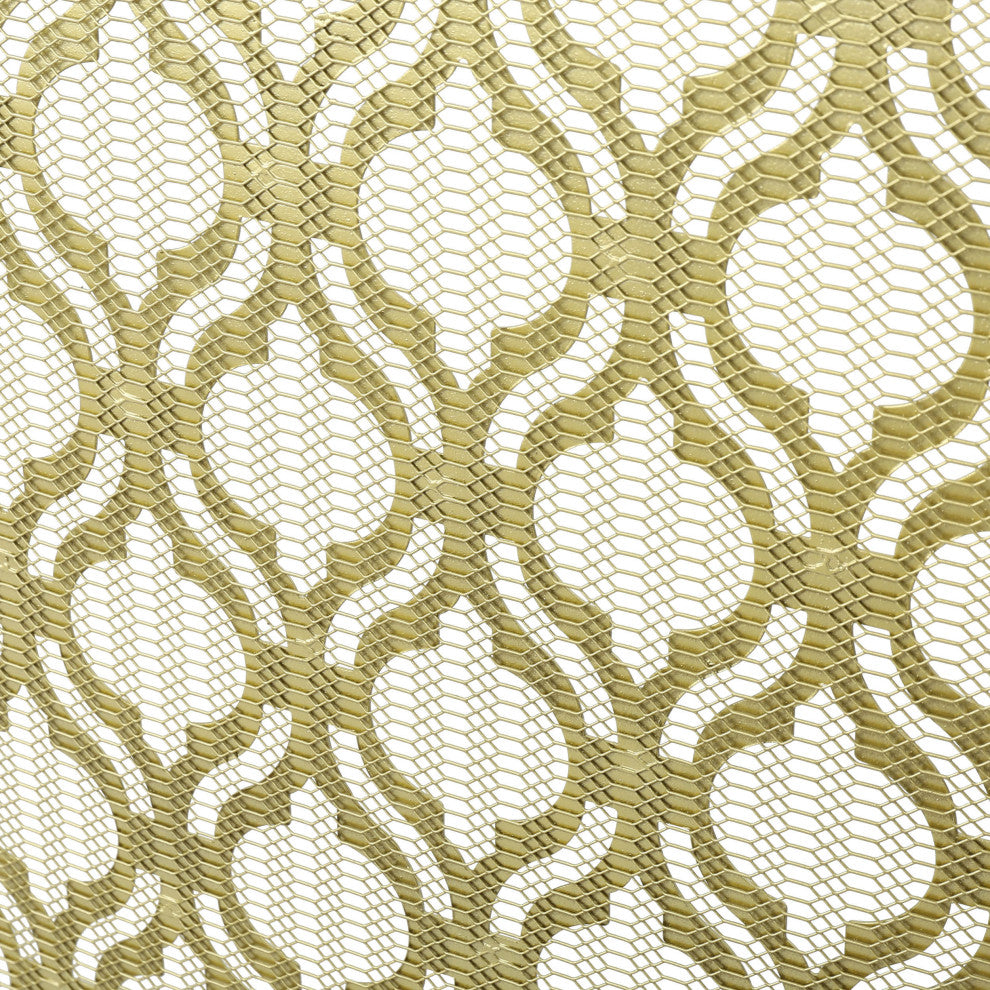 GDF Studio Elmer Single Panel Iron Fire Screen, Gold