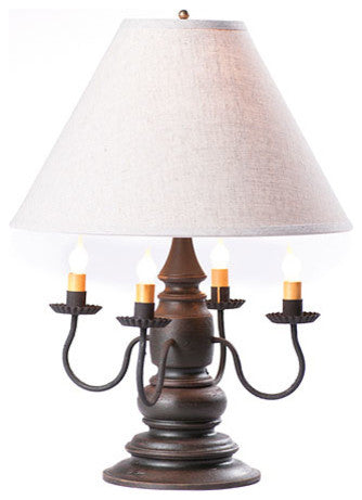 Handcrafted Wood Harrison Table Lamp With Linen Shade, Black