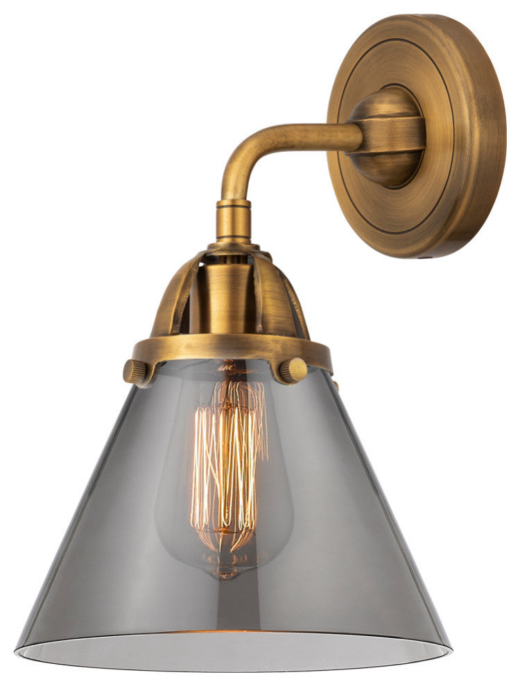 Large Cone Sconce, Brushed Brass, Plated Smoke, Plated Smoke