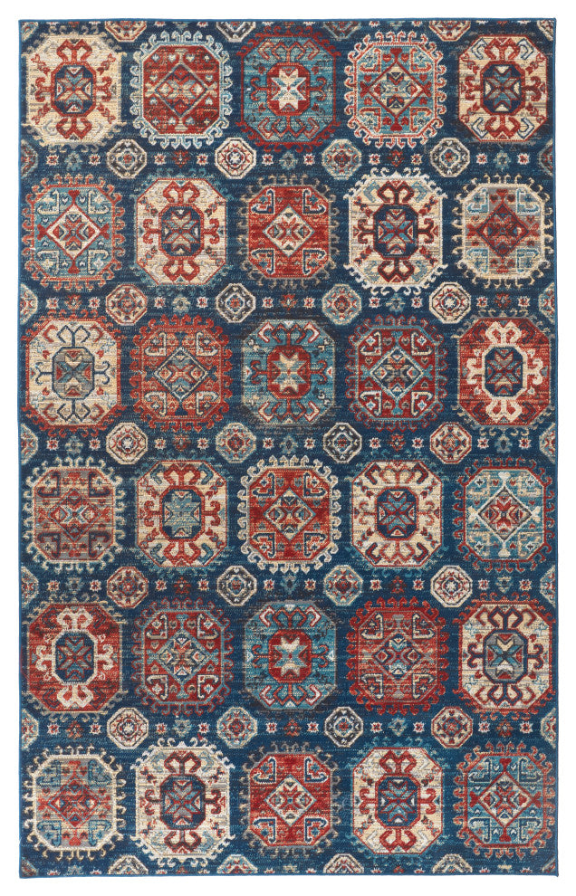 Weave & Wander Kezia Rug, Classic Blue/True Red, 6ft-5in x 9ft-6in