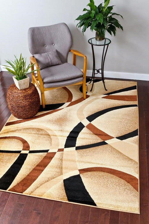 Luxe Weavers Abstract Modern Area Rug, Beige, 2'2"x7'6"