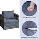 Costway 3 PCS Patio Rattan Furniture Bistro Set Cushioned Sofa Chair Table