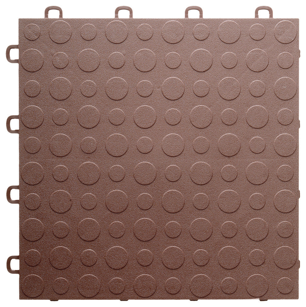 12"x12" Interlocking Garage Flooring Tiles, Coin Top, Set of 30, Brown