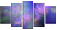 Perfect Purple Starry Sky, Contemporary Canvas Wall Art, 60"x32", 5 Panels