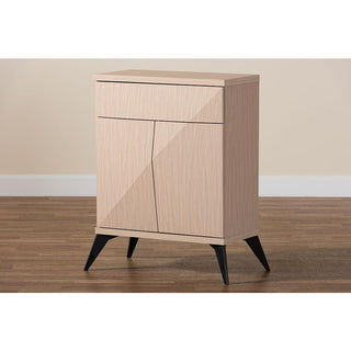 Modern Two-Tone Light Brown and Black Wood 2-Door Sideboard Buffet